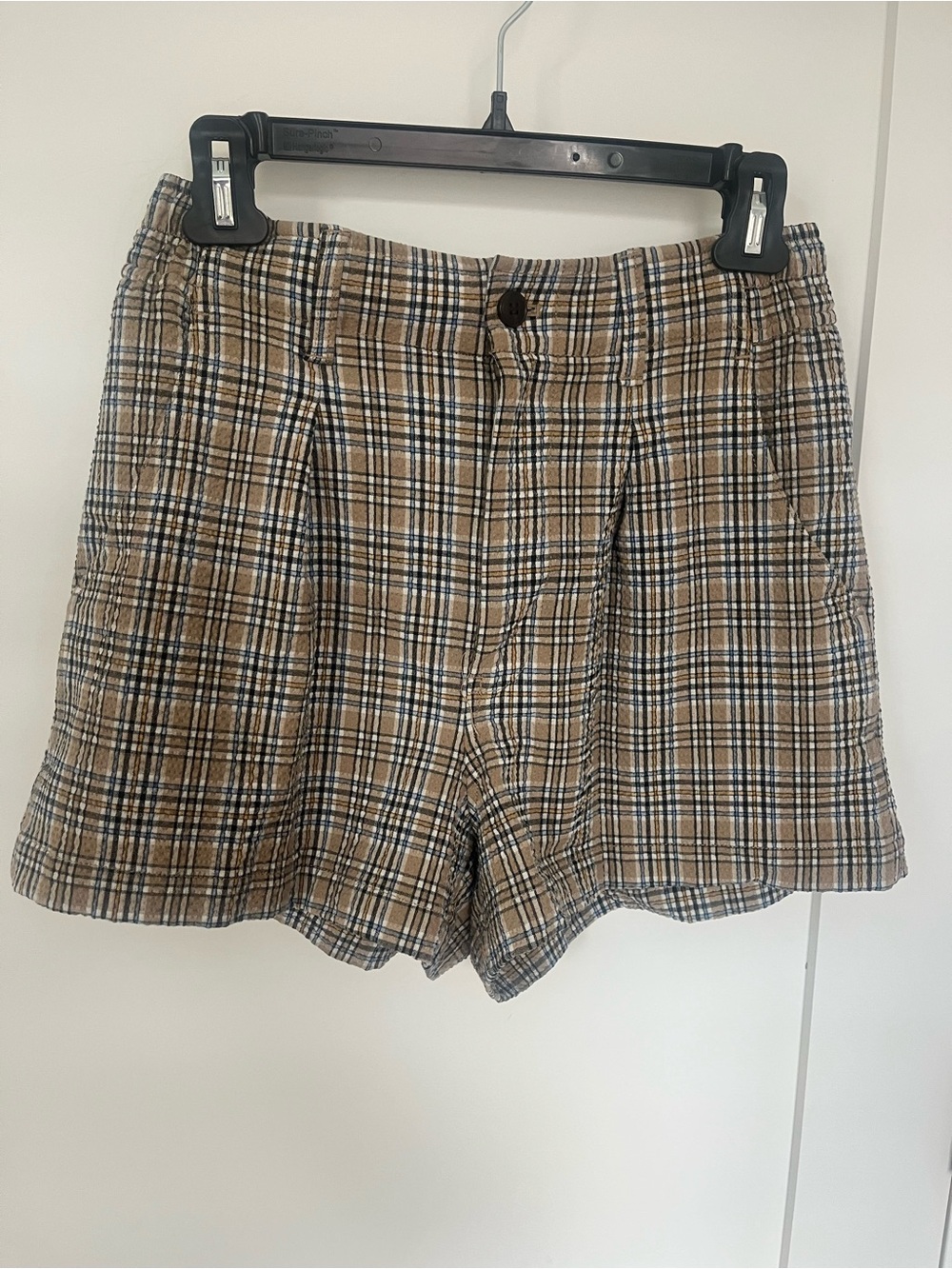 Madewell Tan Plaid High-Rise Women's Shorts